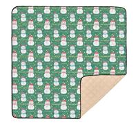 Christmas Snowman Star Green Soft Thick Baby Playmat for Floor Washable Tummy Time & Crawling Mat for Babies Infants Toddlers, 50'' x 50''