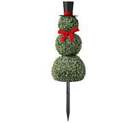 Christmas Snowman Topiary Pot, 80cm, Indoor Outdoor Boxwood Topiaries,Artificial Snowman Shaped Topiary Tree With Red Bow Santa Hat For Home Porch Decor, Christmas Thanksgiving