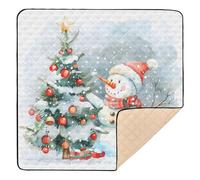 Christmas Snowman Tree Baby Play Mat for Floor, 127x127 CM Playpen Mat,Thicken Soft Non-Slip Tummy Time Mat for Toddlers and Infants