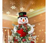 Christmas Snowman Tree Topper Projector, Lighted 3D Snowman Hat with Rotating LED Snowflake Projection, Unique Holiday Tree Decoration for Christmas Party, Home Festive Décor
