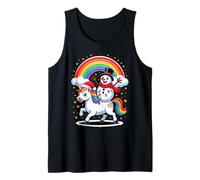 Christmas Snowman Unicorn Rainbow Snow Figure Tank Top