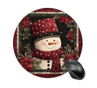 Christmas Snowman Wearing Red Hat Mousepad Round Computer Mousepad Waterproof Gaming Mousepads With Non-Slip Rubber Base Mousepads Mousemat For Laptop Office 7.8 Inch