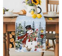 Christmas Snowman Xmas Animal Table Runner 72 Inches Long,Table Runners Kitchen Dining Tables Decoration for Home Party Decor, Winter Pine Tree Snowflake Tables Runner Wedding Dresser Scarf