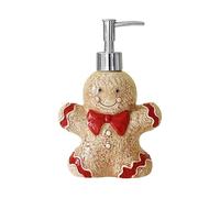 Christmas Soap Dispenser, 350 ml Ceramic Gingerbread Man Hand Soap Dispenser, Refillable Lotion Bottle with Pump for Lotion and Shower Gel for Holiday Shelves Home Kitchen Bathroom Shower Worktop