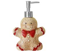 Christmas Soap Dispenser 350ML Ceramic Gingerbread Man Lotion Bottle with Pump, Refillable Hand Soap Container for Bathroom, Kitchen and Holiday Decor