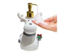 Christmas Soap Dispenser, Holiday Refillable Bottle Decor Set, 12oz Countertop Use With Kitchen Bathroom Placement, Resin Pump Material, Festive Reindeer Long Tail Design, Seasonal Home Accessory