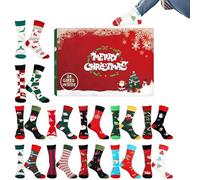 Christmas Sock Advent Calendars 2025, 24 Days Countdown Calendar With 12 Pairs Soft Cotton Christmas Socks, For Women Teens Girls Youth Boys Son Daughter Grandma Grandpa