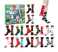 Christmas Sock Calendar Advent - 24 Days Holiday Countdown Calendar - 12 Pairs of Unisex Socks for Women Men Festive Season Holiday Winter