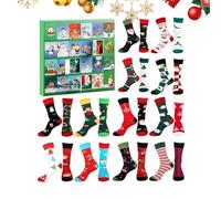 Christmas Sock Calendar Advent - Christmas Countdown Calendar 24 Days - 12 Pairs Socks for Winter Holiday Seasonal Celebration Men Women