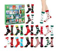 Christmas Sock Calendar Advent | Christmas Countdown Calendar 24 Days,Holiday Winter Unisex Socks 12 Pairs for Women Men Indoor Party Favors