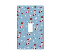 Christmas Sock Light Switch Cover Plates/Outlet Covers, Blue Holiday Decor, Fun Winter Style for Home Accents, Thermoplastic Wall Plates, Standard Size Single Toggle
