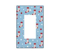 Christmas Sock Light Switch Cover Plates/Outlet Covers, Blue Holiday Decor, Fun Winter Style for Home Accents, Thermoplastic Wall Plates, Standard Size Single Rocker