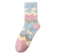 Christmas Sock,Soft Coral Fleece Stockings For Non Slip Thermal Sleeping Socks With Cute Cartoon Jacquard Patterns Cozy Home Wear For Cold Weather And Indoor Relaxation (Light Blue, One Size)