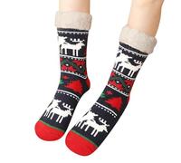 Christmas Sock, Walking Socks Womens 4-7, Colourful Breathable Thick Warm Knitting Thermal Crew Socks Winter Vintage Style Cartoon Sock for Home Office School Work Festival Party