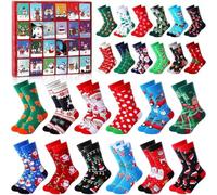 Christmas Socks Advent Calendar 2025 24 Days Christmas Countdown Advent Calendar Soft Cotton Novelty Ankle Sports Socks Xmas Gifts for Women Men Teenage Girl Boy (24 pairs)