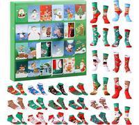 Christmas Socks Advent Calendar 2025, 24 Days Countdown Holiday Sock Calendar for Adults, Women, Men, Teens - Fun Festive Gift Idea with Cozy Novelty Socks