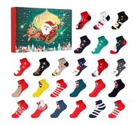 Christmas Socks Advent Calendar 2025 Kids, 24 Days Surprise Christmas Gifts, Warm Cotton Socks Countdown Box Gift for Xmas Party Favor (A)