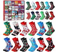 Christmas Socks Advent Calendar - 24 Pairs for 24 Days Countdown, Fun Xmas Gifts Set for Women & Men, Cute Pattern Christmas Socks, Unique Holiday Gifts for Her Him (style E 24set)