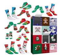 Christmas Socks | Advent caleñdar - Christmas Countdown Calendar Creeper | Novelty Cozy Crew Cotton Holiday Sock | Warm Socks for Men, Holiday Party, Christmis Tree, Snowman Patterns