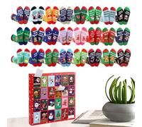 Christmas Socks Adventt | Warm Crew Socks Holiday Stuffer 24 Pairs Festive Novelty Elk Snowman Patterns | Decorative Stockings for Boys Girls Teens Adults 2025