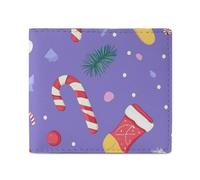 Christmas Socks and Candy Canes Classic Mens Wallet Slim Leather Card Holder Bifold Wallets Front Pocket