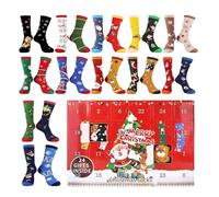 Christmas Socks Countdown Calendar - Festive Countdown Calendar with Cute Pattern Socks, Cotton, 24 Days, Funny, Soft, Advent Plan for Family Reunions, Friends, Teenagers, Adults, Fra