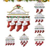 Christmas Socks Family Decoration 2025, Personalised DIY Christmas Tree Pendant for Families with 2,3,4,5,6,7,8 People, Christmas Tree Decoration Gift for Home (Socks-7)
