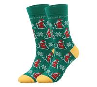 Christmas Socks For Men Women Fun Cute Socks With Santas Reindeer Snowman Candy Pattern Xmas Novelty Socks Are Ya Nasty Shorts (Mint Green, One Size)