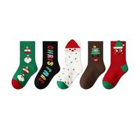 Christmas Socks Kids Five Pack Cute Cartoon Mid Calf Warm Winter Socks Festive Stocking Stuffers Xmas Gifts Boys Xmas Party Cosy Novelty Funny Sock Age 1-12Years