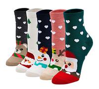 Christmas Socks Women Novelty Xmas Festive Socks Funny Cotton Rich Crew Socks Fantastic Santa Claus Ladies 5 Pairs,4-9,Christmas-A-5 Pairs
