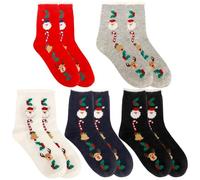 Christmas Socks, Xmas Gifts, 5 Pairs Fluffy Socks Womens, Winter Warmth And Comfort, Perfect For Festive Occasions Or Leisure Days, Featuring A Cartoon Santa Claus Design For Woman & Girls