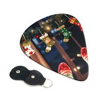 Christmas Socks Xmas Party 6 Pack Guitar Picks With Holder, Personalized Guitar Plectrums Non-Slip Portable Ukulele Bass Picks 0.71mm For Acoustic Guitar Lovers Gifts