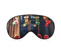 Christmas Socks Xmas Party Eye Mask, Side Sleeping Mask Light Blindfold Sleeping Mask Nose Pad and Elastic Band for Children Women and Men