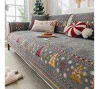 Christmas Sofa Cover 1 2 3 4 Seater - Super Soft Chenille Material Couch Covers For Armchair Sectional Sofas - Non-slip Slipcovers, Wrap Your Sofa In Holiday Cheer gray 110 * 180cm