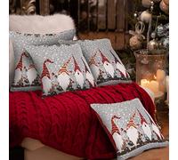 Christmas Soft Cotton Chenille Tapestry Cushion Cover Xmas Festive Scatter Cushions Nordic Santa Reindeer Stag Snowman (Gonks Singing, 4 x Small Filled Cushions)