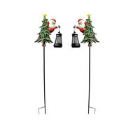 Christmas Solar Garden Lights Santa Tree Pathway Lights Holiday Solar Stake