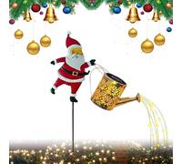 Christmas Solar Kettle Lights Garden Lawn Decorative Lights, Hanging Metal Solar Santa Claus Watering Can with Led Light, Waterproof Outdoor Decorative Solars Light for Garden (Warm Light*1)