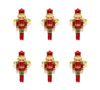 Christmas Soldier Nutcrackers 6Pcs Alloy Napkin Rings for Festive Table Setting Decorations Holiday Family Gathering Tableware