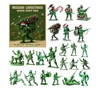 Christmas Soldiers Ornaments Advent 2025, Boys Christmas Countdown Calendar, 2D Acrylic Green Cool Pendants For Holiday Birthday Offices Home Bedroom Car Classroom School Dormitory