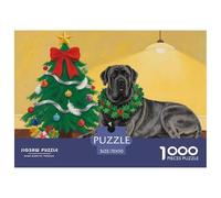 Christmas Spanish Mastiff Jigsaw Puzzle Waterproof 1000 Piece Puzzles for Adults Impossible Challenging Games