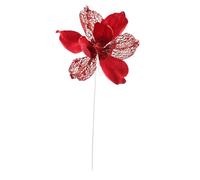 Christmas Sparkle Magnolia Flower Stem Pick Artificial - Red | TJ Hughes