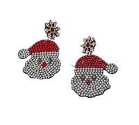 Christmas Sparkling Dangling Earrings Rhinestone Crystal Xmas Earrings Santa Claus Snowman Christmas Tree Holiday Jewelry Gift for Women Girls, Zinc Reinstone, No Gemstone