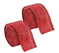 Christmas Sparkling Mesh Ribbon with Satin Organza and Metallic Web Glitter Sequins, 2m Polyester Wired Edge Craft Ribbon for Tree Garland Basket Holiday Party Decoration(4.9CM red)