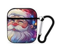 Christmas Sparkly Glitter Santa Earphone Case Cover Compatible with AirPods 1&2 Shockproof Bluetooth Headset Case Black-style