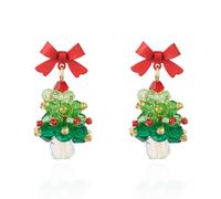 Christmas Sparkly Rhinestone Earrings Christmas Trees Snowflake Xmas Tree Holiday Earrings, Cubic Zirconia, No Gemstone