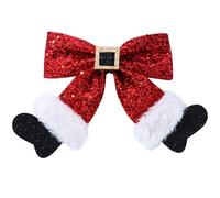Christmas Sparkly Sequin Big Bow Hair Clip - Red Glitter Design, Festive Barrettes for Girls & Women, Ideal for Xmas Party & Gifts
