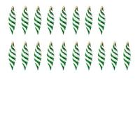 Christmas Spiral Baubles Plastic Green Pack of 40 3 x 11 cm Tree Decorations for Christmas Tree Advent Decorating and Decorating in the Living Room or Window