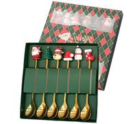 Christmas Spoons 6PCS Stainless Steel Coffee Stir Spoons 6 Inch Tableware for Coffee Tea Soup Dessert Hot Chocolate Dessert Stir Hot Chocolate