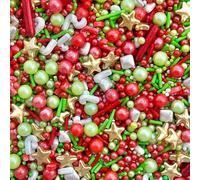 Christmas sprinkles red green white gold stars cakes cupcake edible toppers sprinkle mix blend metallic pearls party decoration bake baking biscuits cake topper balls xmas festive SANTAS WORKSHOP