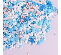 Christmas Sprinkles Winter Holiday Snowflake Sprinkles for Cake Decorating Edible Blue White Sprinkle Snowman Frozen Sprinkle Pearls Sugar Jimmies Mix for Cookie Baking Cake Decoration 3.5 Oz